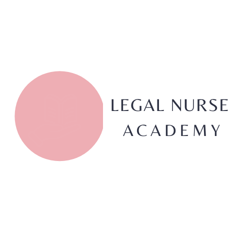 a logo with a hand holding a book. logo reads legal nurse academy